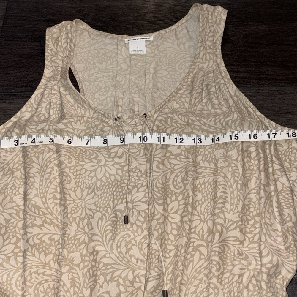 Club Monaco Paisley Silk Sleeveless Snap Front Romper Size 4 Tan - Picture 13 of 16